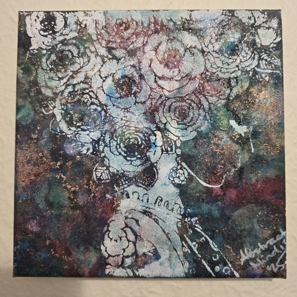 HANDCRAFTED Abstract Painting HANDPAINTED Artwork HANDMADE Wall Art Decor 8"x8" - Picture 3 of 13